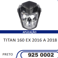 Carenagem Farol Completa Compatível Titan-160 EX 2016/2018 (Preto) Sportive